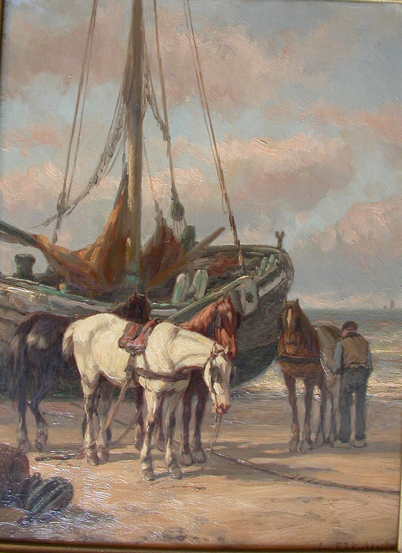 Koekkoek "Fischerboot mit Pferden"