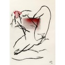 Mlenek "Aktstudie mit rotem Rechteck", 42 x 30 cm