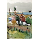 Ullik (1900 - 1996) "Blick auf Neusiedl am See"